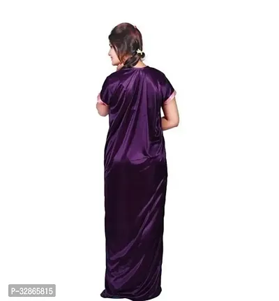 Elegant Satin Embroidered Nighty with Robe for Women-thumb4