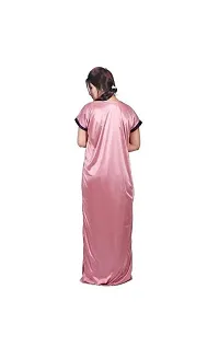 Elegant Satin Solid Nighty Set For Women-thumb3