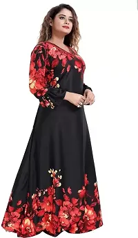 Trendy Satin Printed Women Kaftan Night Dress-thumb2