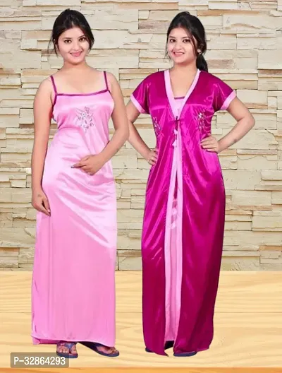 Comfy Satin Night Dress Set-thumb0