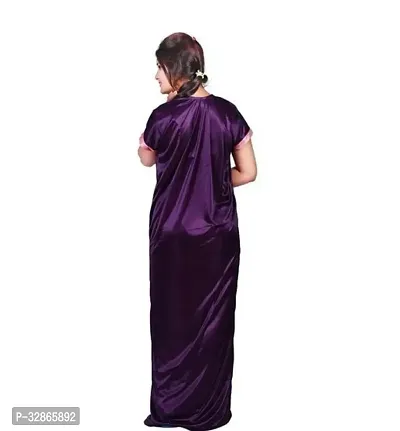 Elegant Satin Embroidered Nighty with Robe for Women-thumb3