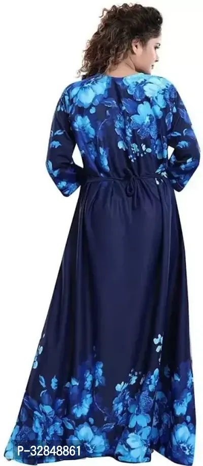 Trendy Satin Printed Women Kaftan Night Dress-thumb3