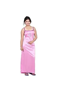 Stylish Satin Printed Nighty with Robe for Women-thumb1