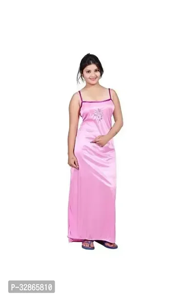 Elegant Satin Embroidered Nighty with Robe for Women-thumb2