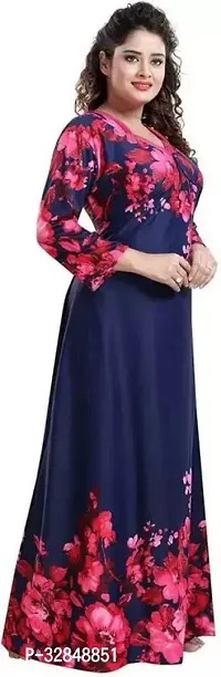 Trendy Satin Printed Women Kaftan Night Dress-thumb3