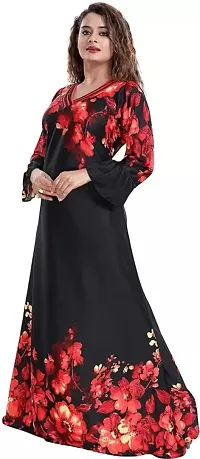 Trendy Satin Printed Women Kaftan Night Dress-thumb1