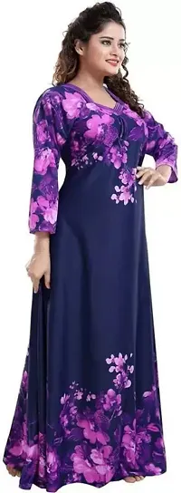 Trendy Satin Printed Women Kaftan Night Dress-thumb1