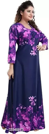 Trendy Satin Printed Women Kaftan Night Dress-thumb2