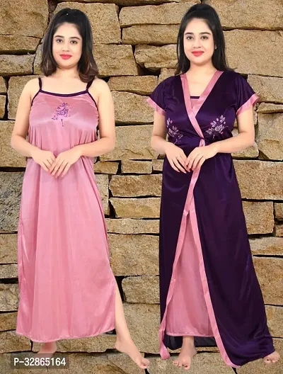 Comfy Satin Night Dress Set-thumb0