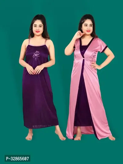 Comfy Satin Night Dress Set-thumb0