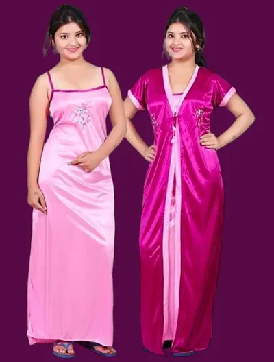 Fancy Satin Night Gown With Robe