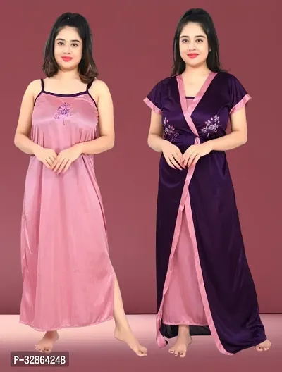 Comfy Satin Night Dress Set-thumb0