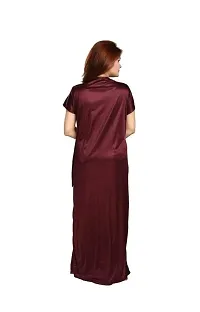 Womens Satin Full Length Lace Nighty with Robe Sleep Wear Night Gown-thumb4