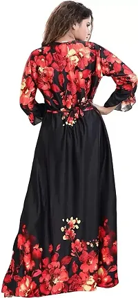 Trendy Satin Printed Women Kaftan Night Dress-thumb1