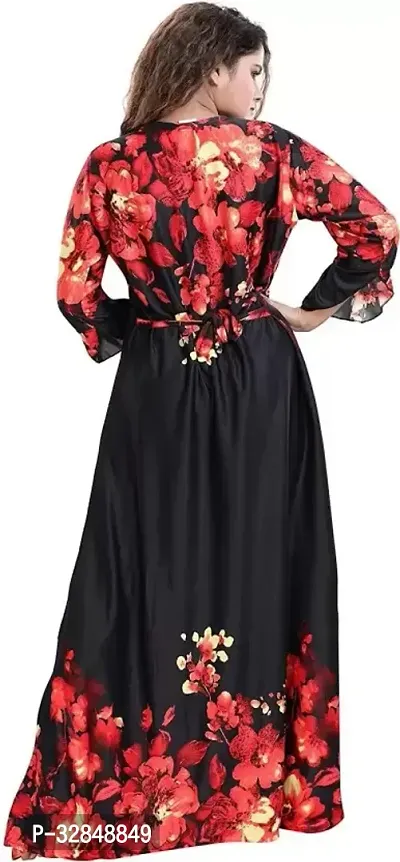 Trendy Satin Printed Women Kaftan Night Dress-thumb2