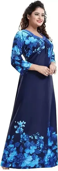 Trendy Satin Printed Women Kaftan Night Dress-thumb1