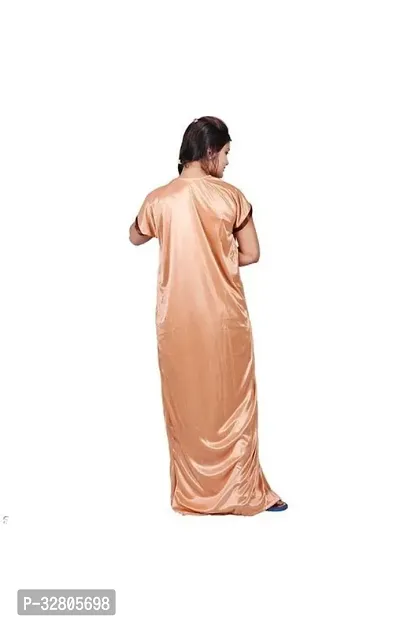 Elegant Satin Solid Nighty Set For Women-thumb3