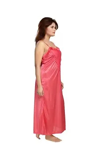 Womens Satin Full Length Lace Nighty with Robe Sleep Wear Night Gown-thumb1