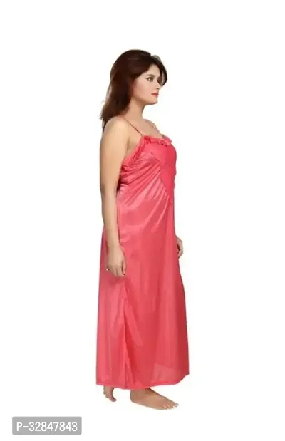 Womens Satin Full Length Lace Nighty with Robe Sleep Wear Night Gown-thumb2