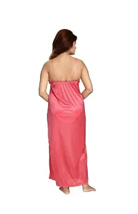 Womens Satin Full Length Lace Nighty with Robe Sleep Wear Night Gown-thumb3