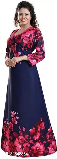 Trendy Satin Printed Women Kaftan Night Dress-thumb2