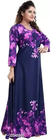 Trendy Satin Printed Women Kaftan Night Dress-thumb2