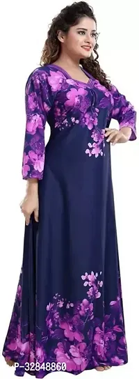 Trendy Satin Printed Women Kaftan Night Dress-thumb2