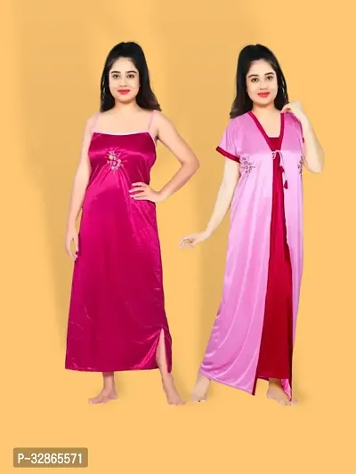 Comfy Satin Night Dress Set-thumb0