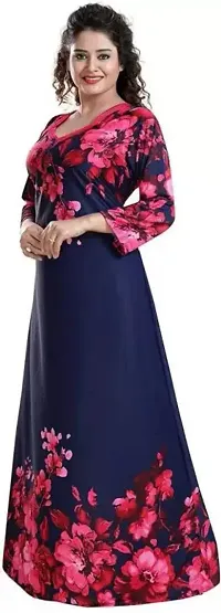 Trendy Satin Printed Women Kaftan Night Dress-thumb1