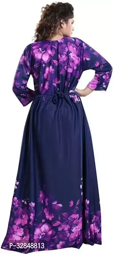 Trendy Satin Printed Women Kaftan Night Dress-thumb2