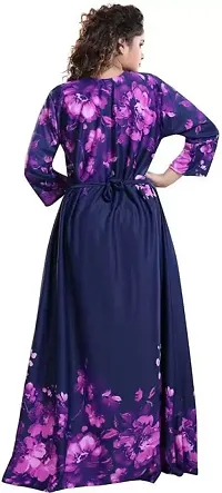 Trendy Satin Printed Women Kaftan Night Dress-thumb2