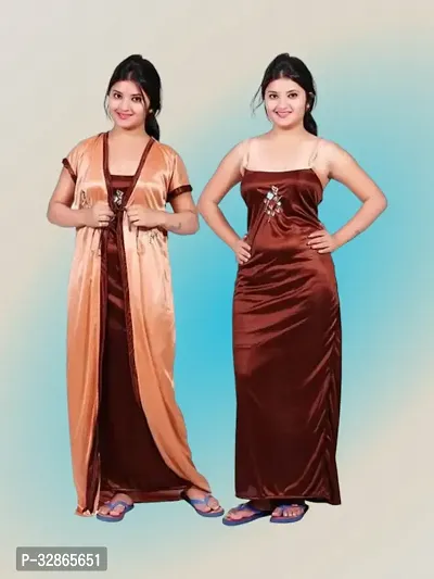 Comfy Satin Night Dress Set-thumb0