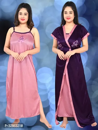 Comfy Satin Night Dress Set-thumb0