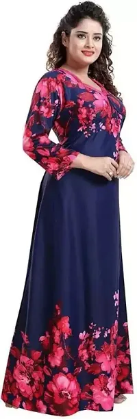 Trendy Satin Printed Women Kaftan Night Dress-thumb2