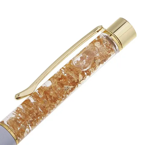 Wmart Ballpoint Pen Rotating Gold foil Into Oil Metal Pen Gift for Friend White
