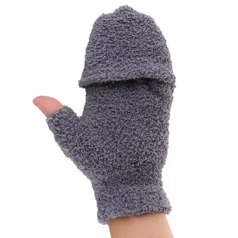 Wmart Winter Warm Plush Mittens Half Finger Short Fingerless Sports Gloves Gray (54031700FEZ)