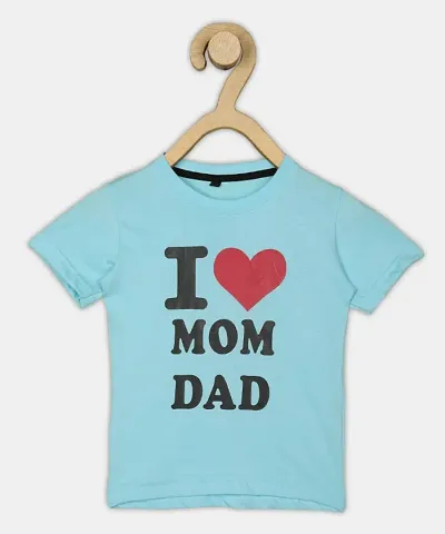 I Love Mom Dad Round Neck Half Sleeve Unisex Kid T-shirt