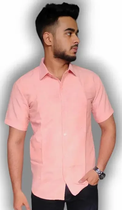 Elegant Khadi Solid Short Sleeves Casual Shirts For Men