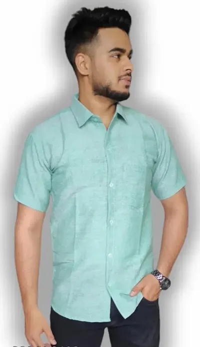 Elegant Khadi Solid Short Sleeves Casual Shirts For Men