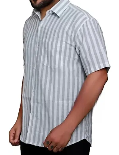 Stylish Khadi Striped Regular Fit Short Sleeves Shirt For Men