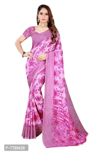 Beautiful Faux Georgette Printed Saree With Blouse Piece For Women-thumb0