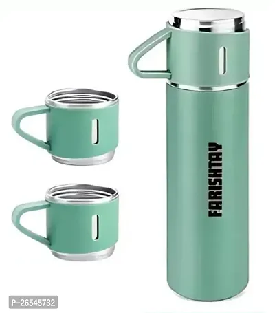 Useful Double Wall Stainless Steel Vacuum Flask with 2 Steel Cups- 500 ml