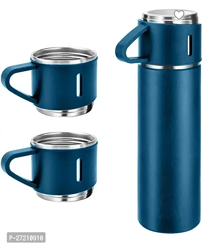 Modern Stainless Steel Vacuum Insulated Bottle Water Flask Gift Set with Two Cups ,Assorted-thumb0