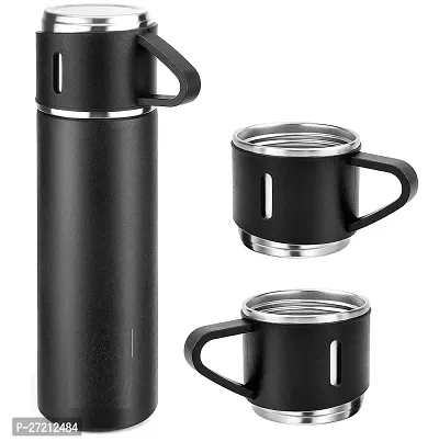 Modern Stainless Steel Vacuum Insulated Bottle Water Flask Gift Set with Two Cups ,Assorted