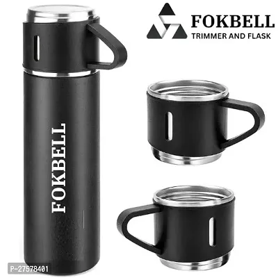 FARISHTAY  Double Wall Stainless Steel Thermo 500ml Vacuum Insulated Bottle Water Flask Gift Set with Two Cups Hot  Cold | Assorted Color | Diwali Gifts for Employees | Corporate Gift Items