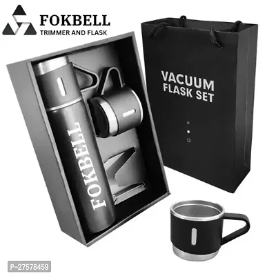 FARISHTAY  Double Wall Stainless Steel Thermo 500ml Vacuum Insulated Bottle Water Flask Gift Set with Two Cups Hot  Cold | Assorted Color | Diwali Gifts for Employees | Corporate Gift Items