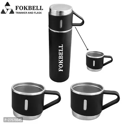 FARISHTAY  Double Wall Stainless Steel Thermo 500ml Vacuum Insulated Bottle Water Flask Gift Set with Two Cups Hot  Cold | Assorted Color | Diwali Gifts for Employees | Corporate Gift Items