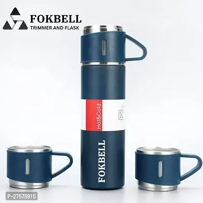 FARISHTAY  Double Wall Stainless Steel Thermo 500ml Vacuum Insulated Bottle Water Flask Gift Set with Two Cups Hot  Cold | Assorted Color | Diwali Gifts for Employees | Corporate Gift Items