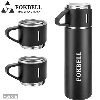 FARISHTAY  Double Wall Stainless Steel Thermo 500ml Vacuum Insulated Bottle Water Flask Gift Set with Two Cups Hot  Cold | Assorted Color | Diwali Gifts for Employees | Corporate Gift Items