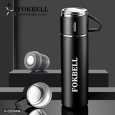 FARISHTAY  Double Wall Stainless Steel Thermo 500ml Vacuum Insulated Bottle Water Flask Gift Set with Two Cups Hot  Cold | Assorted Color | Diwali Gifts for Employees | Corporate Gift Items